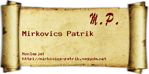 Mirkovics Patrik névjegykártya